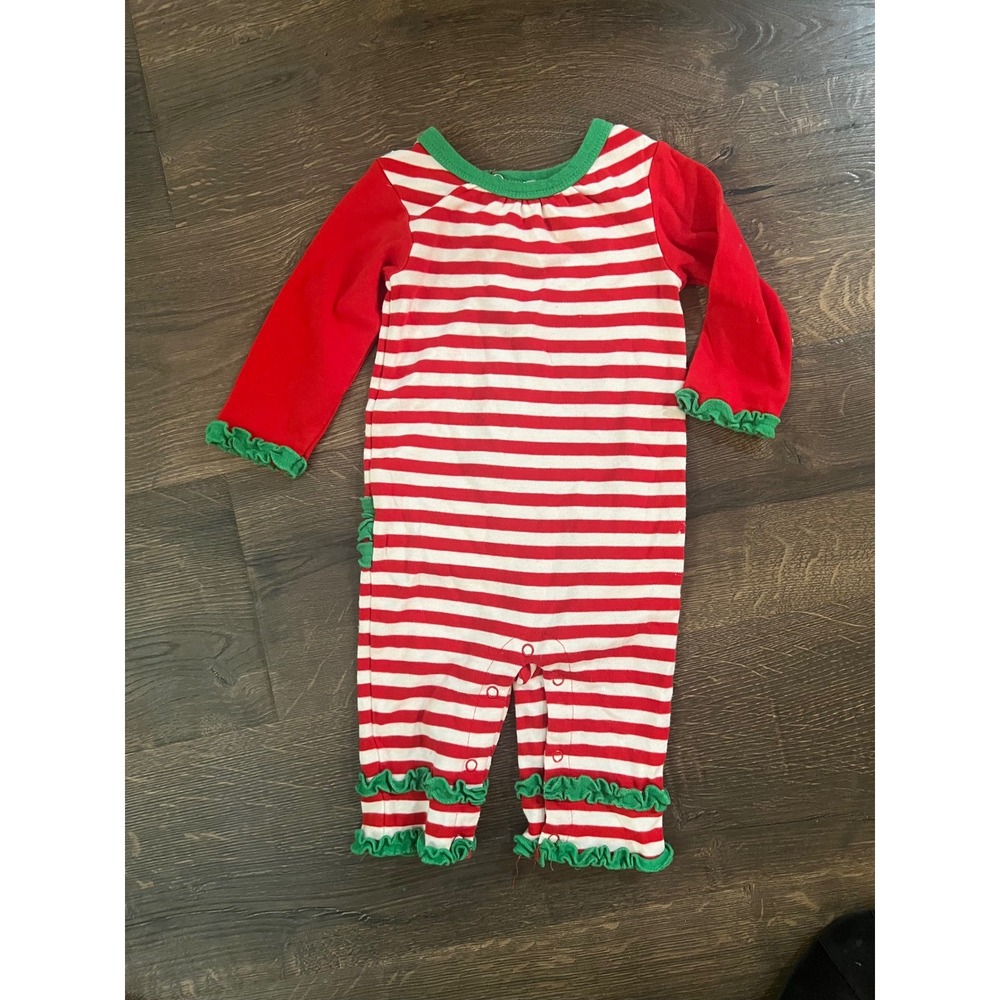 Gabiano Baby Girls Red‎ White Stripe Ruffle Christmas Pajamas Outfit 9 months
